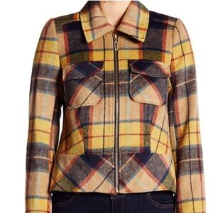Jolt Plaid Tartan Trucker Wool Blend Jacket S
